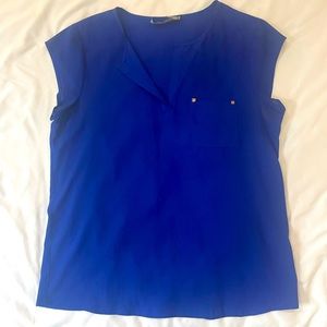 Short sleeve royal blue blouse